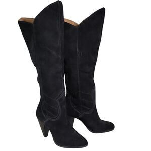 ALDO Black Suede Tall Heeled Boots Womens Size 6.5